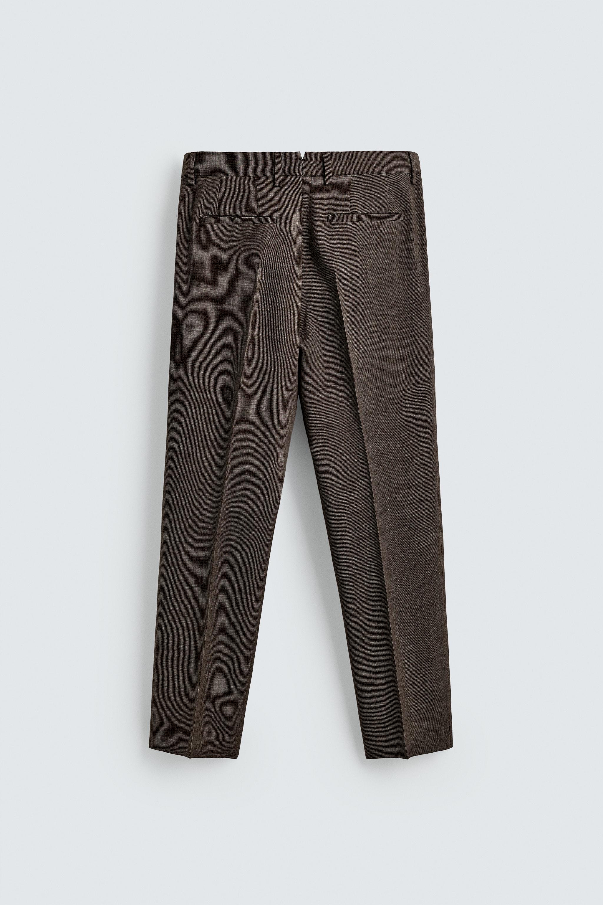 100% WOOL STRUCTURED PLEATED SUIT PANTS